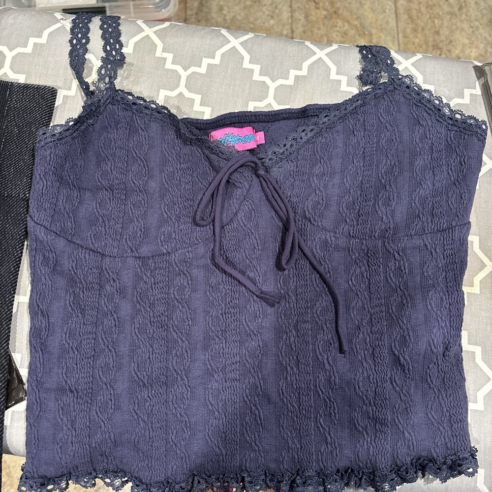 Edikted Lace Trim Navy Blue Women Top